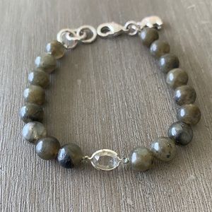 Green beaded with clear crystal bracelet